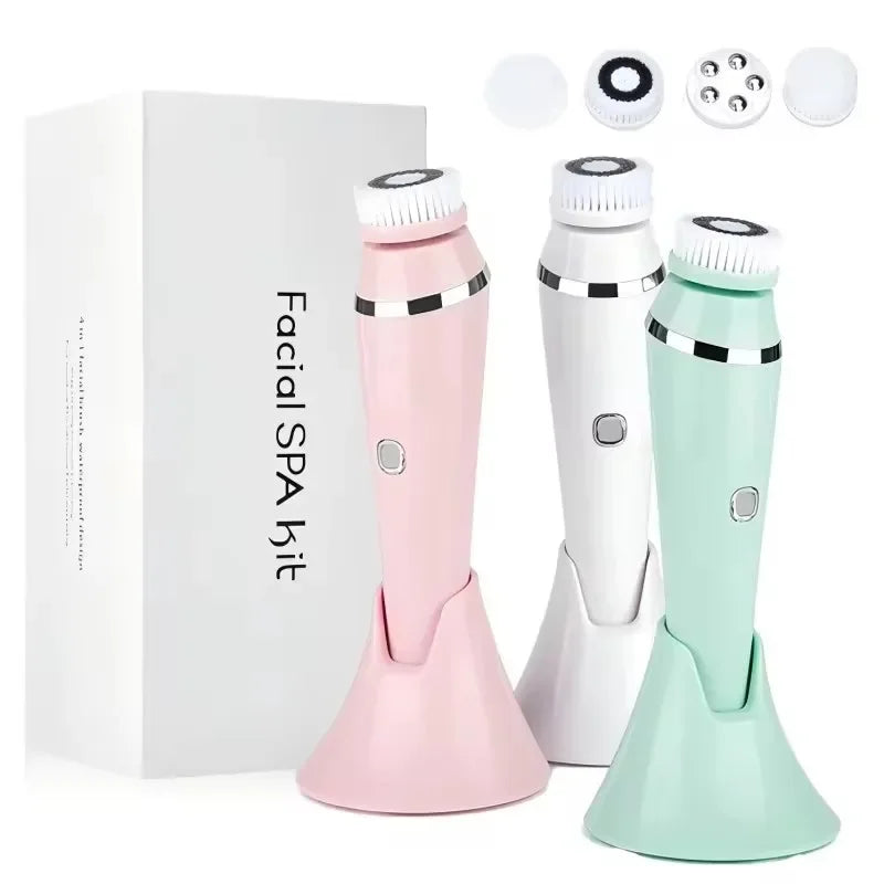 4 in 1 Electric Facial Cleansing Brush Waterproof IPX7 Face Massager Cleansing Device for Deep Cleaning Removal Blackhead Pore